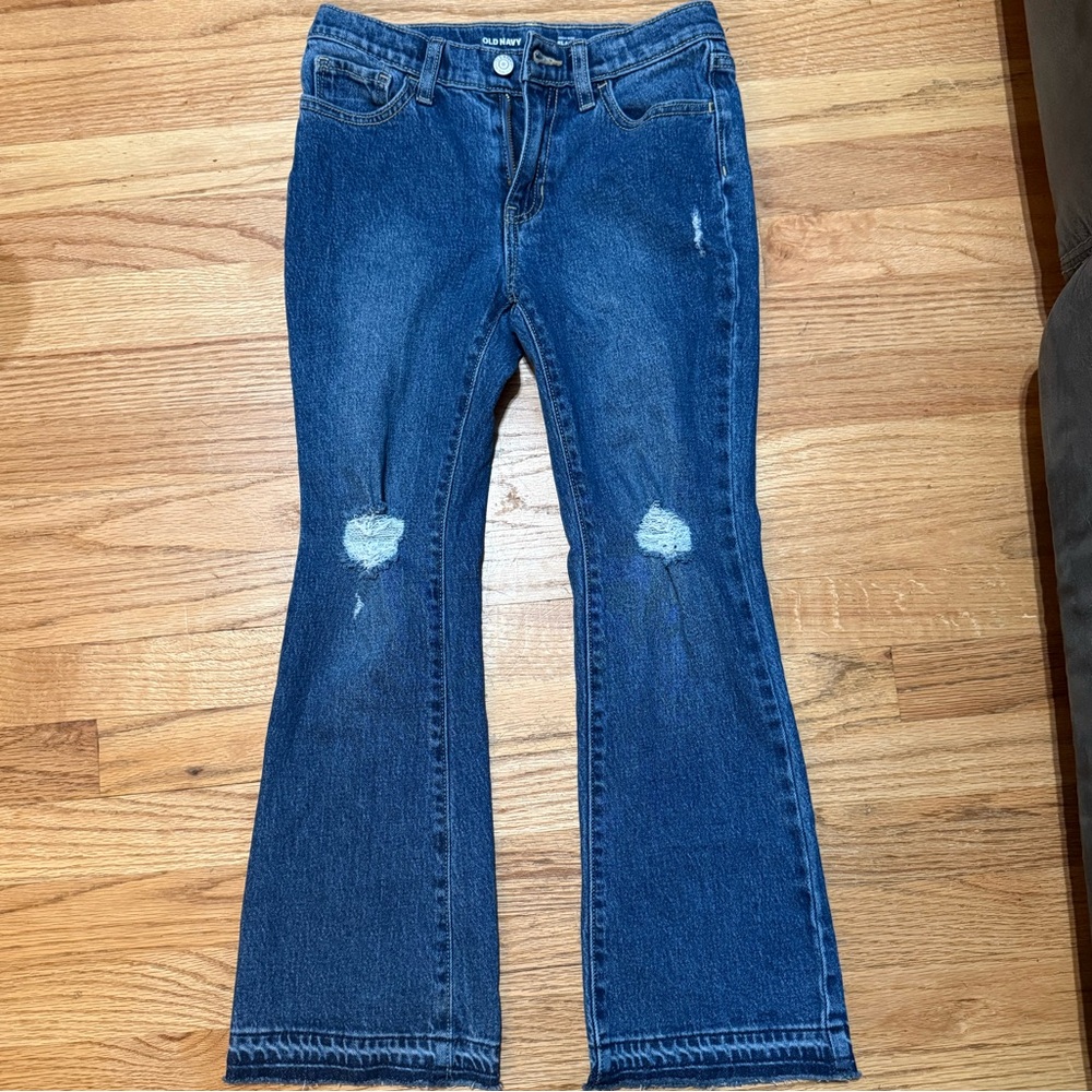 Old Navy Blue Distressed Flare Jeans